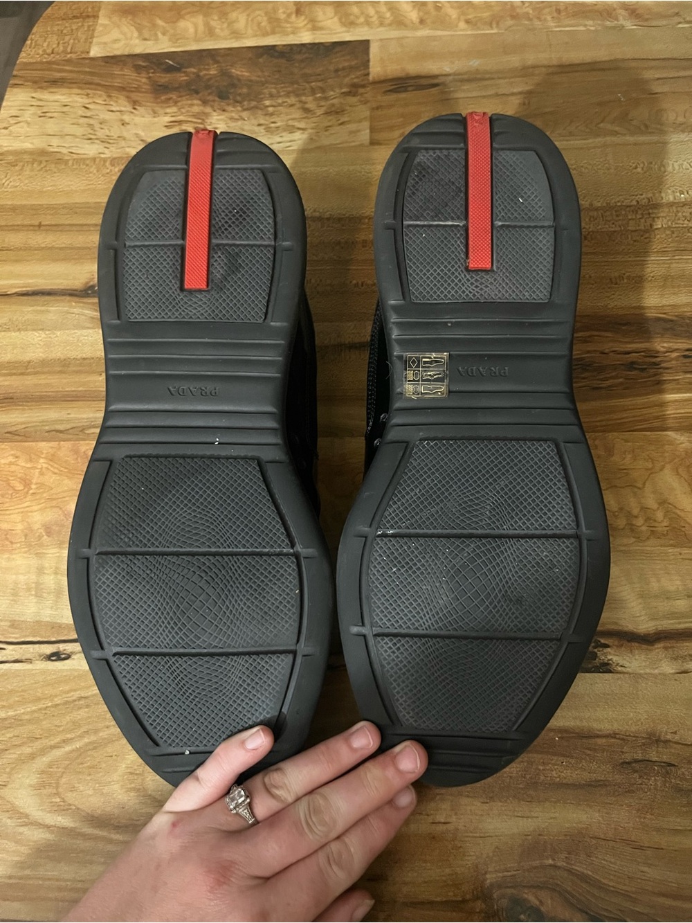 Prada Black Men's Glossy Toe Low-Top Sneakers - Picture 3 of 5